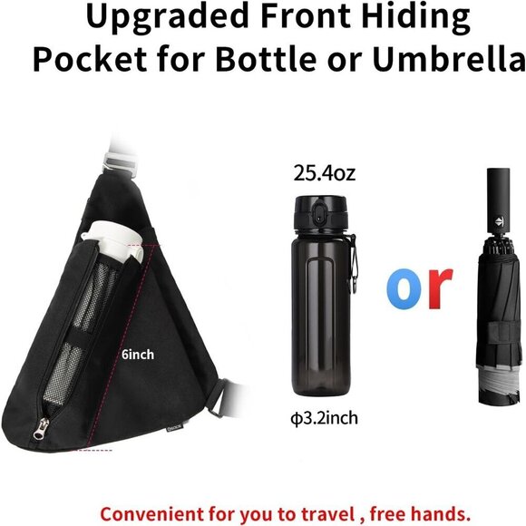 Travel Sling Bag Men RFID Crossbody Chest Backpack Water Bottle Pocket main image 1